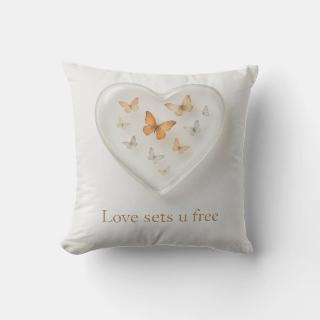 Love Sets You Free Butterfly Heart Pillow (Front)