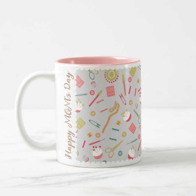 Love Sewing Accessories Grey Two-Tone Coffee Mug (Left)