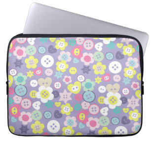 Love Sewing Buttons Purple Laptop Sleeve