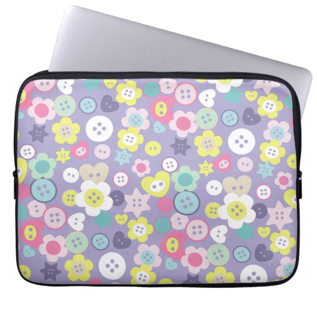 Love Sewing Buttons Purple Laptop Sleeve (Front)