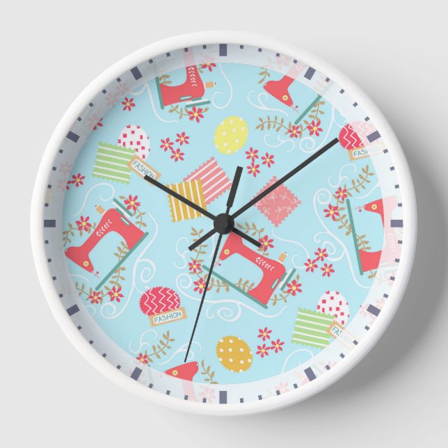 Love Sewing Machine Blue Clock (Front)