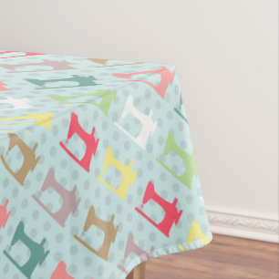Love Sewing Machine Blue Tablecloth