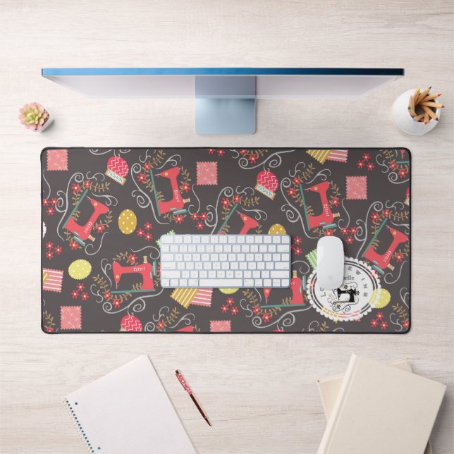 Love Sewing Machine Brown Desk Mat (Office 1)