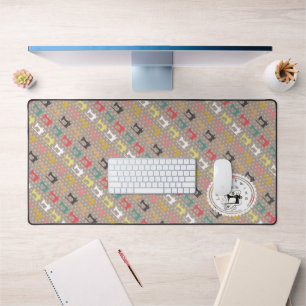 Love Sewing Machine Brown Desk Mat