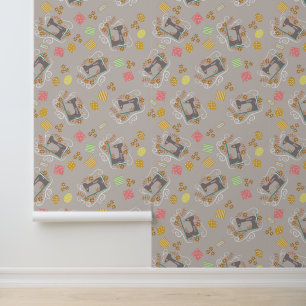 Love Sewing Machine Grey Wallpaper