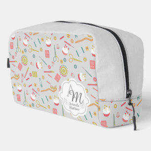 Love Sewing Machine Monogram Grey Dopp Kit