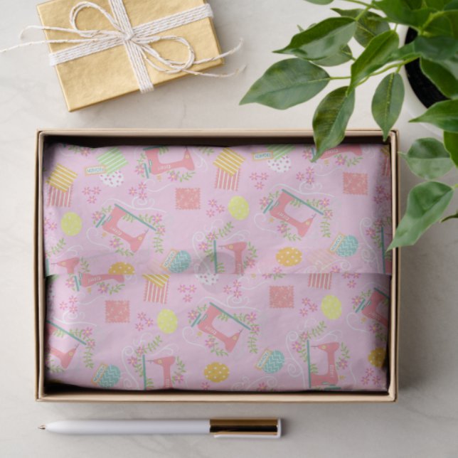 Love Sewing Machine Pink Tissue Paper (Gift)