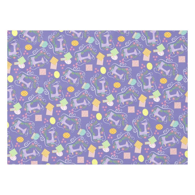 Love Sewing Machine Purple Tablecloth (Front (Horizontal))