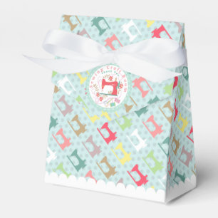 Love Sewing Machine Silhuoette Blue Favour Box