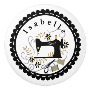 Love Sewing Machine White Black Ceramic Knob