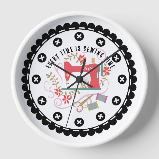 Love Sewing Machine White Clock (Front)