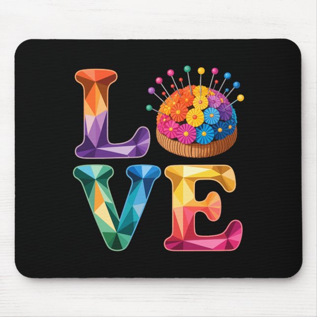Love Sewing Quilting N Cushion Rainbow Crafter Wom Mouse Pad (Front)