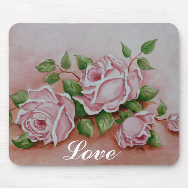 Love Shabby Chic  Vintage Rose Painting Mouse Pad (Front)