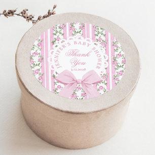 Love Shack Baby Coquette Pink Bow Thank you Classic Round Sticker