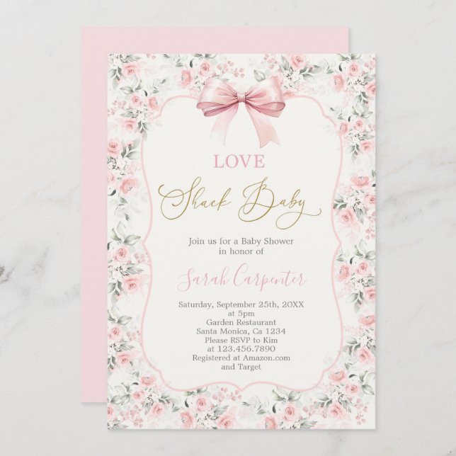 Love Shack Baby Shower Girl Invitation (Front/Back)