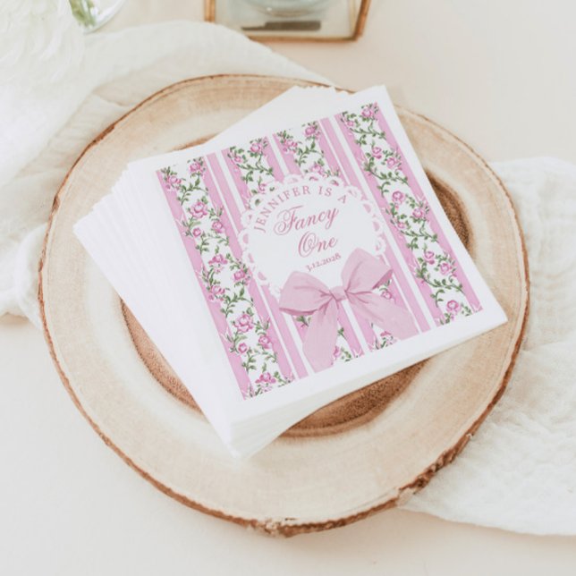 Love Shack Fancy One Coquette Bow 1st Birthday Napkin (Creator Uploaded)