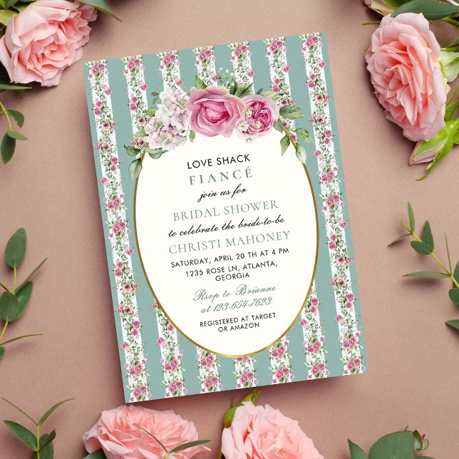 Love Shack Fiance Garden Party Chic Bridal Shower Invitation (Creator Uploaded)