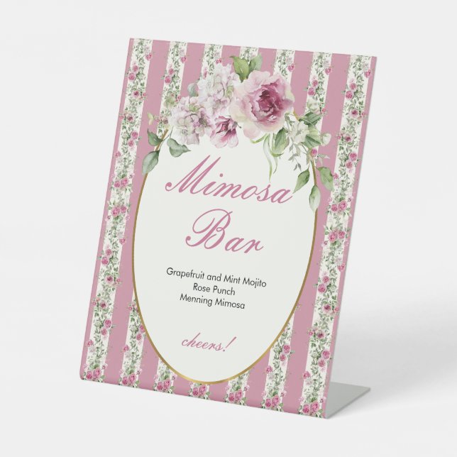 Love Shack Fiance Mimosa Bar Pink Bridal Shower Pedestal Sign (Front)