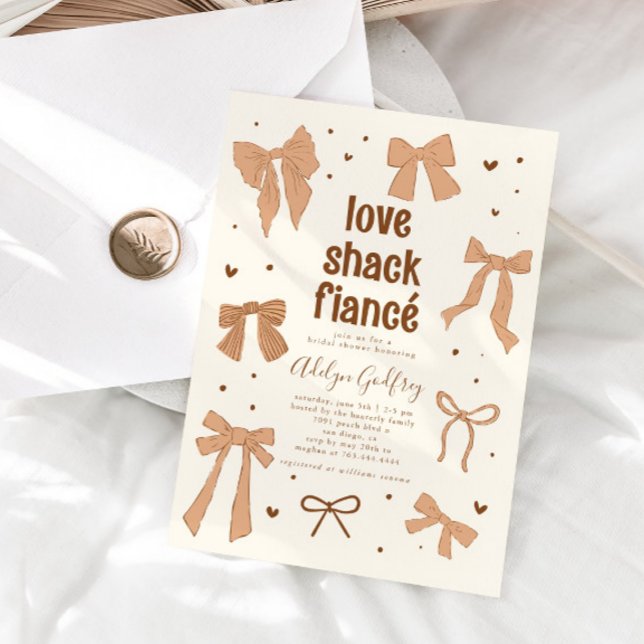 Love Shack Fiance Mocha Mousse Bow Bridal Shower Invitation (Creator Uploaded)