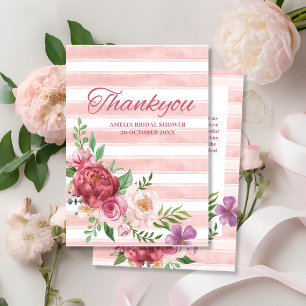 Love shack fiance pink bow bridal shower thank you card