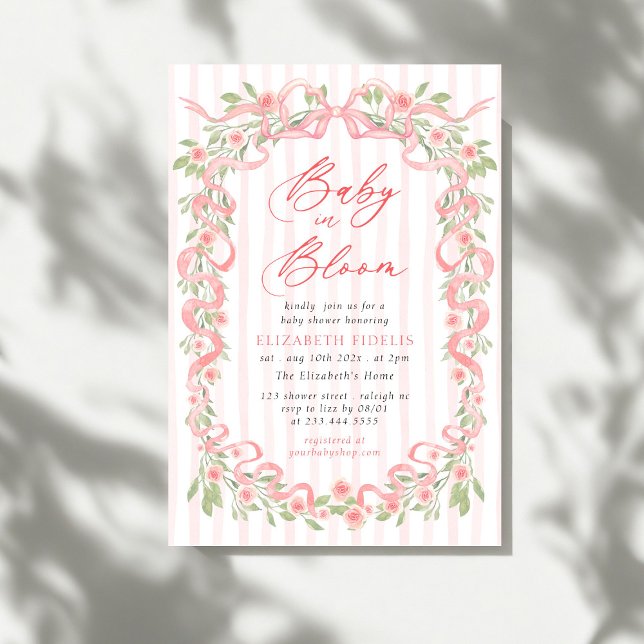 Love Shack Fiance Pink Bow Floral Bridal Shower Invitation (Creator Uploaded)