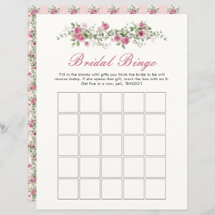 Love Shack Fiance Pink Flowers Bridal Bingo Game
