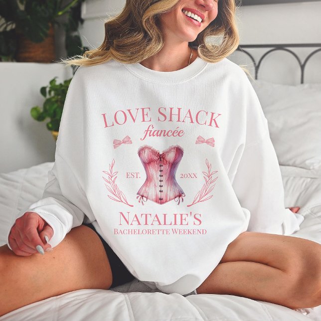 Love Shack Fiancee Coquette Girly Bow Bachelorette Sweatshirt (Creator Uploaded)
