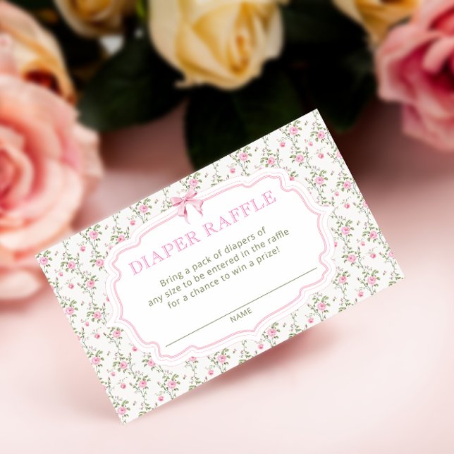 Love Shack Pink Baby Shower Diaper Raffle Tickets Enclosure Card (Creator Uploaded)