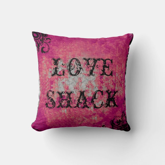 LOVE SHACK PINK & BLACK PILLOW (Front)