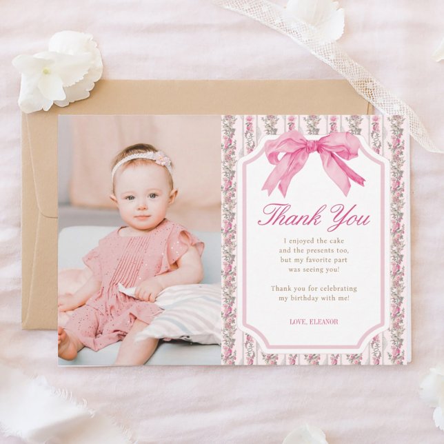 Love Shack Pink Fancy One Girl Birthday  Thank You Card (Creator Uploaded)
