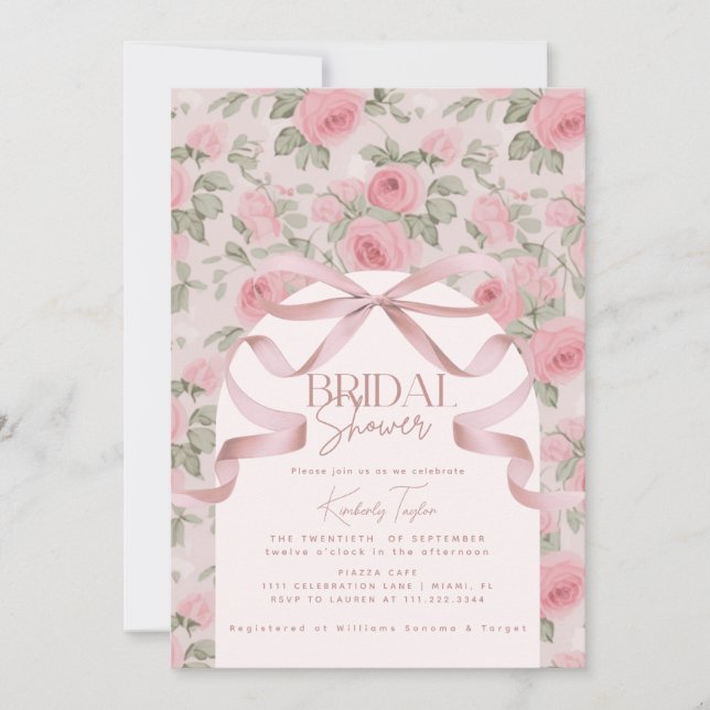 Love Shack Pink Roses Flowers Bridal Shower Invitation (Front)