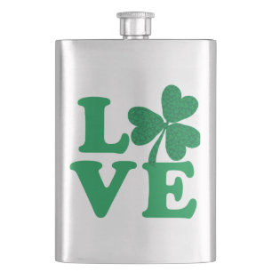 Love-Shamrock Hip Flask