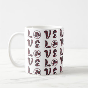 Love Shamrock Plaid Red Blue Tartan Pattern Coffee Mug