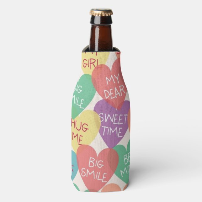 Love Shape Background Bottle Cooler (Bottle Front)