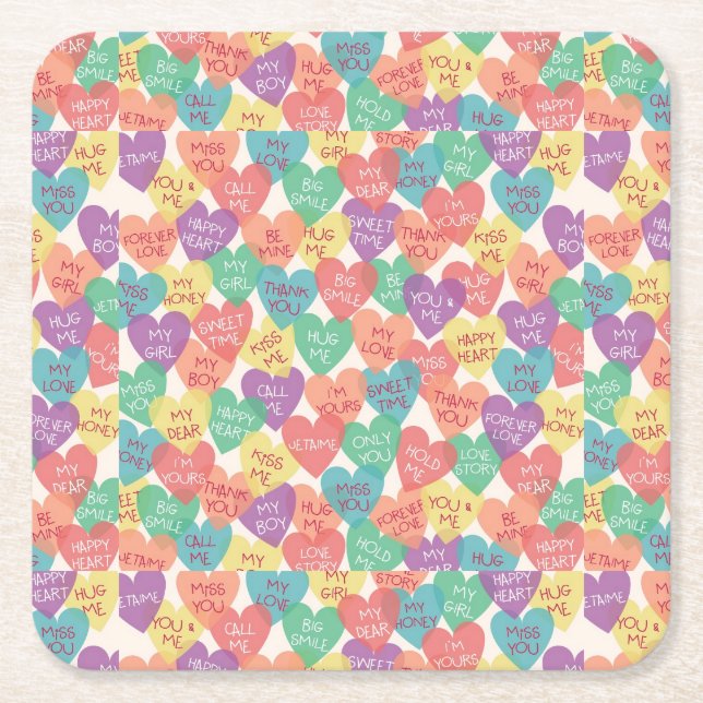 Love Shape Background Square Paper Coaster (Front)