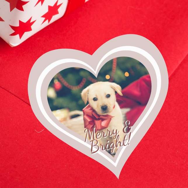 Love Shape Custom Photo Christmas Heart Sticker (The magic of Christmas, delivered with love.)