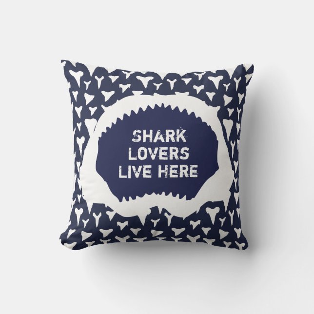 Love Sharks Teeth and Jaws Pattern Surfer Cushion (Front)