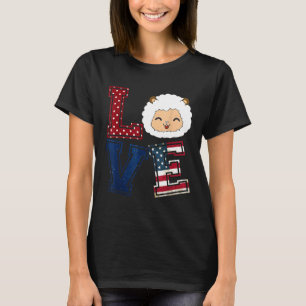 LOVE Sheep Face American Flag Patriotic 4th Of Jul T-Shirt