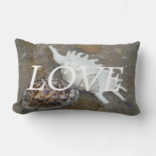 lOVE shells on the beach inspiration pillow