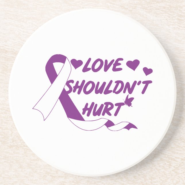 Love Shouldn't Hurt Domestic Violence Awareness Mo Coaster (Front)