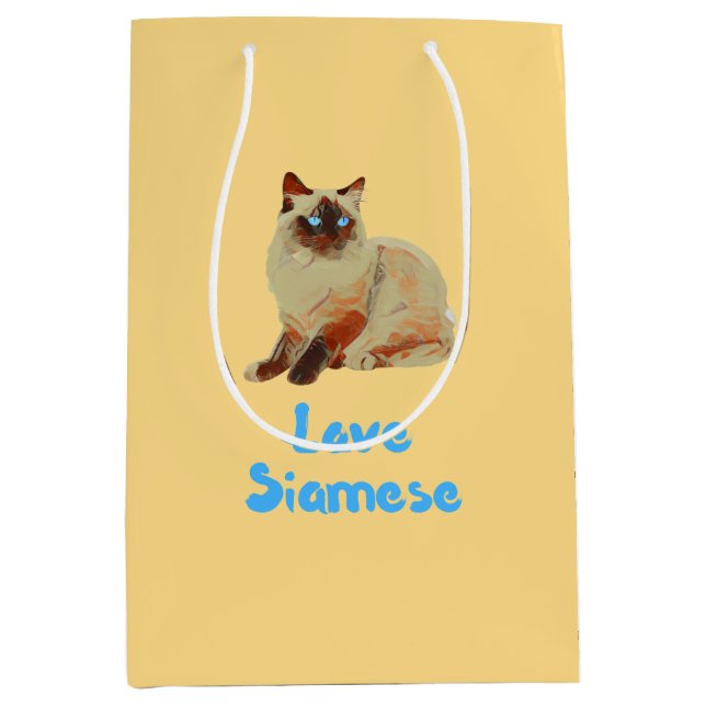 Love Siamese Cats Medium Gift Bag (Front)