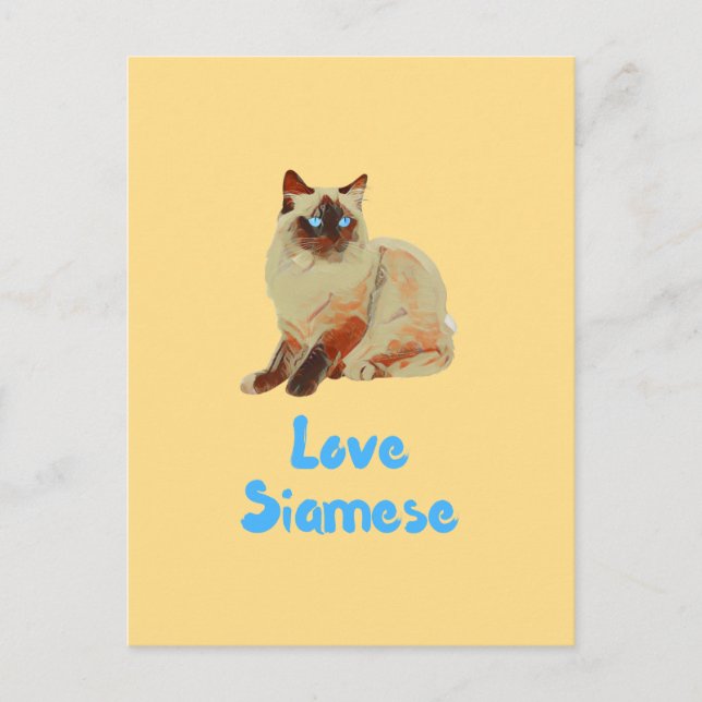 Love Siamese Cats Postcard (Front)