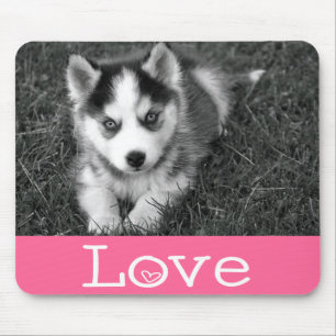 Love Siberian Husky Puppy Dog Custom Pink Mousepad