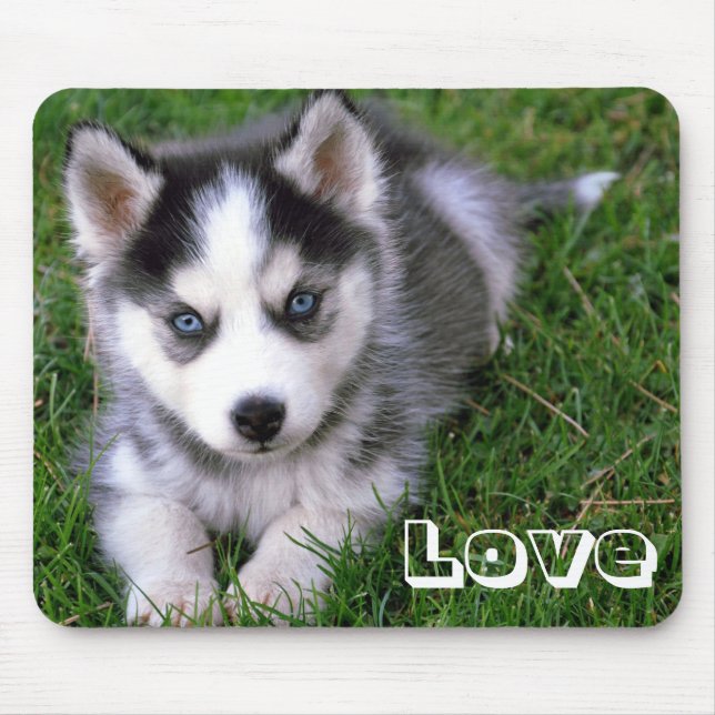 Love Siberian Husky Puppy Dog  Mousepad (Front)