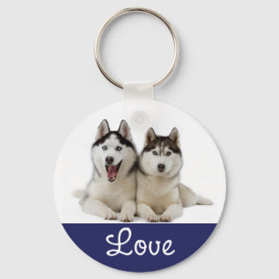 Love Siberian Husky Puppy Dog Portrait Keychain