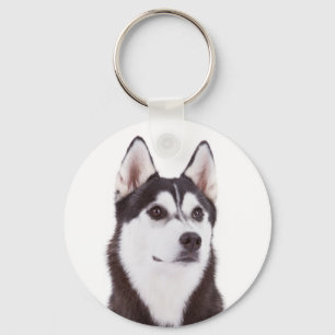 Love Siberian Husky Puppy Dog Portrait Keychain