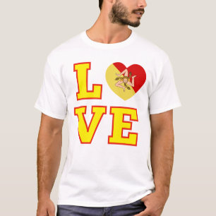 LOVE Sicily Sicilian Trinacria as the O in Love T-Shirt