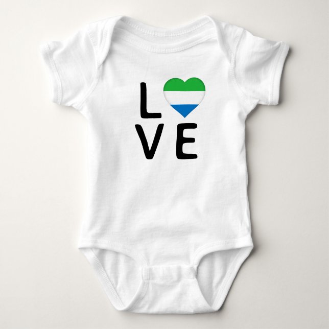 Love - Sierra Leone Flag Baby Bodysuit (Front)