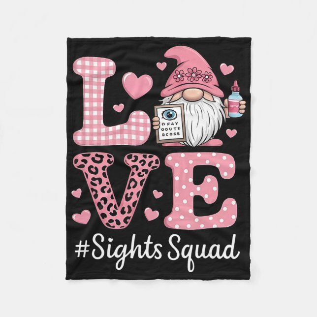 Love Sight Squad Optician Optometrist Gnome Valent Fleece Blanket (Front)