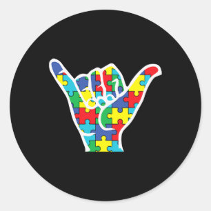 Love Sign Hand Autism Awareness 2022 Mum Dad Aunt  Classic Round Sticker